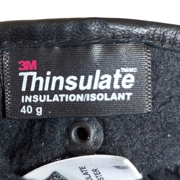 3M Thinsulate Black Leather Fleece Lined Sports Gloves Elasticized Snap Closure - Picture 4 of 16